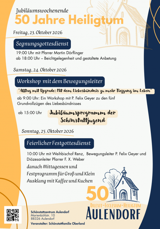 Wir laden ein zum großen Jubiläumsfest: 50 Jahre Dilexit Ecclesiam Heiligtum